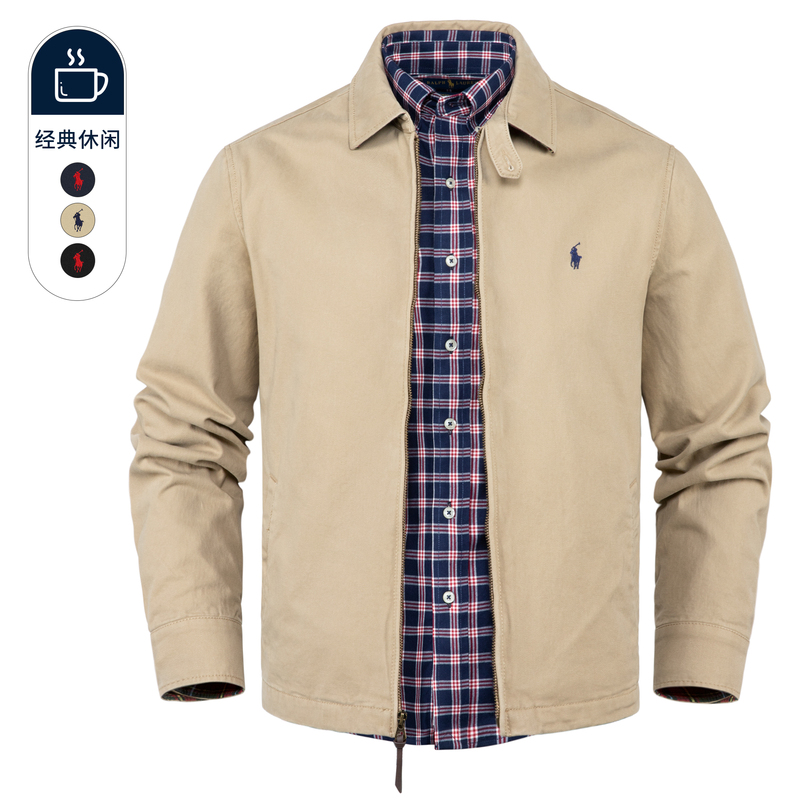 North American Ralph Lauren Classic Style Veteran Pure Cotton Plaid Collar Jacket Rl Pony Logo Men's Paul Coat North American Ralph Lauren Classic Style Veteran Pure Cotton Plaid Collar Jacket Rl Pony Logo Men's Paul Coat
