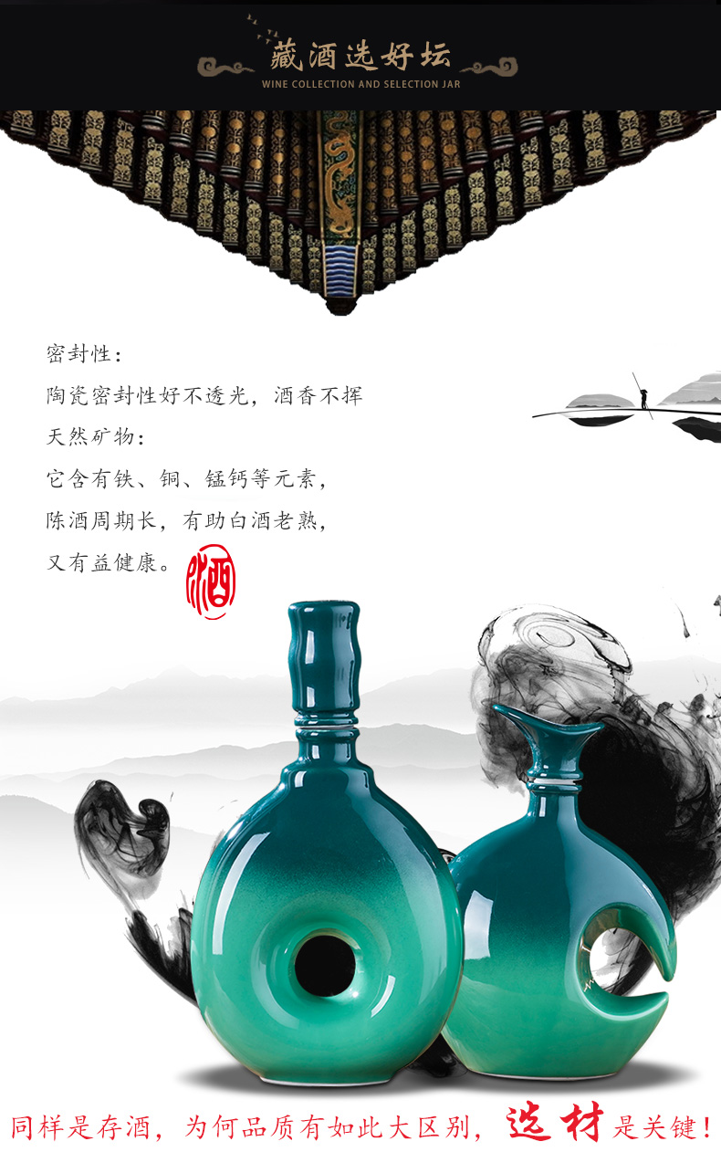 Jingdezhen household liquor bottle seal small bottle ceramic jars of Chinese style gifts custom hip flask wine 1 catty