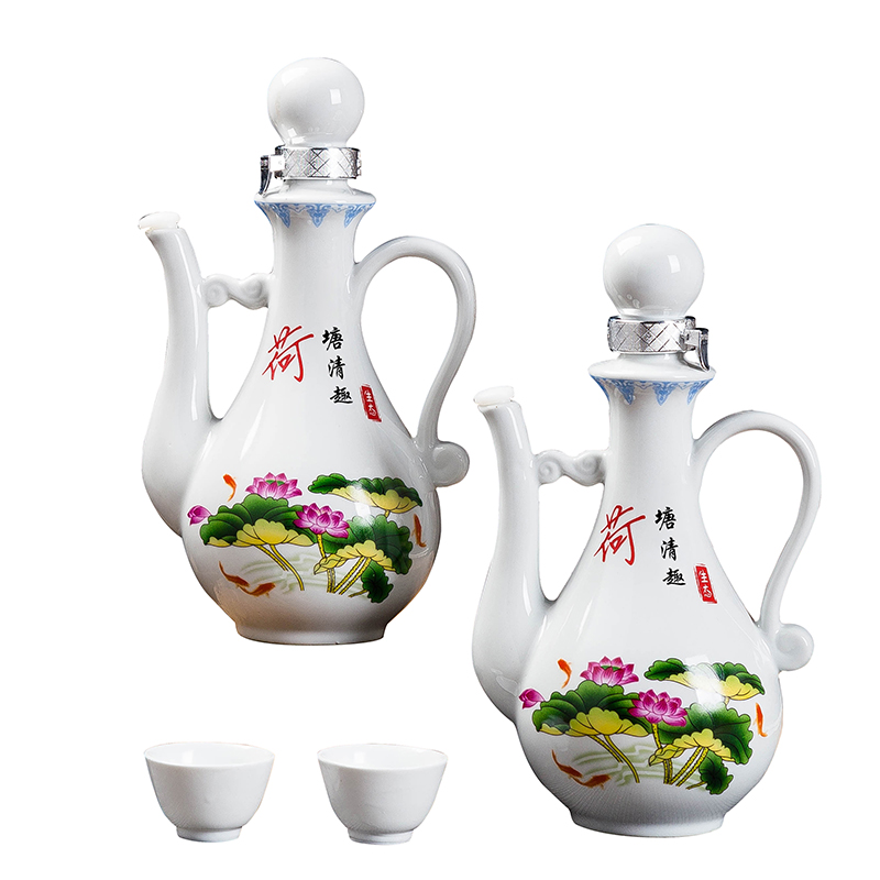 Jingdezhen liquor bottle seal household bottle porcelain flask of single pot of Chinese style gifts wine suit 1 catty