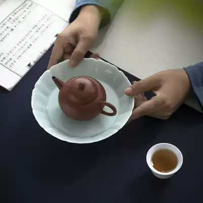 Runrui hand-carved teapot tea tray Yingqing water storage dry bubble table Xiangyun Crane ceramic plate Fruit plate pot mat