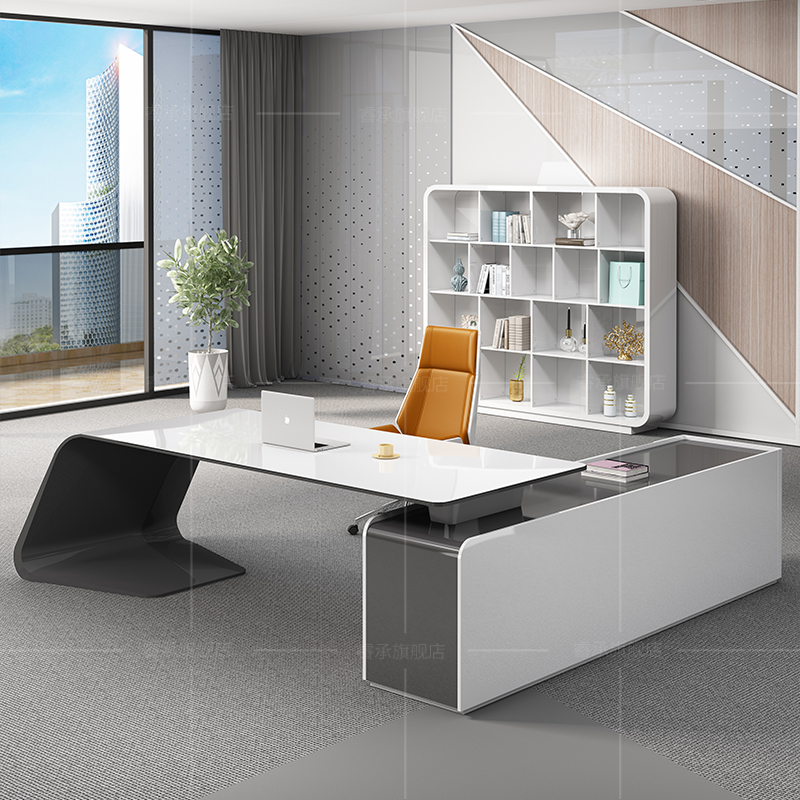 Fashion Baking Varnish Boss Table Minimalist Modern President Great Bandae General Manager Table Desk Chairs Combined Office Furniture