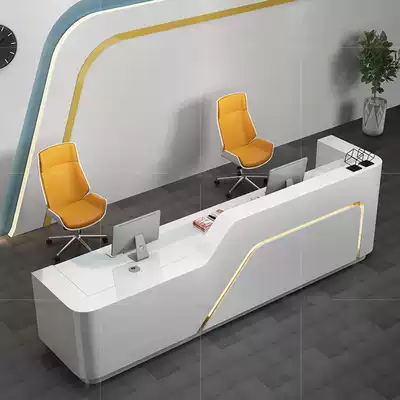Paint front desk reception desk Company welcome desk high and low bar Simple modern beauty salon cash register counter customization