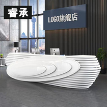 Slice styling company paint front desk reception desk white curved atmosphere bar hotel cashier creative fashion