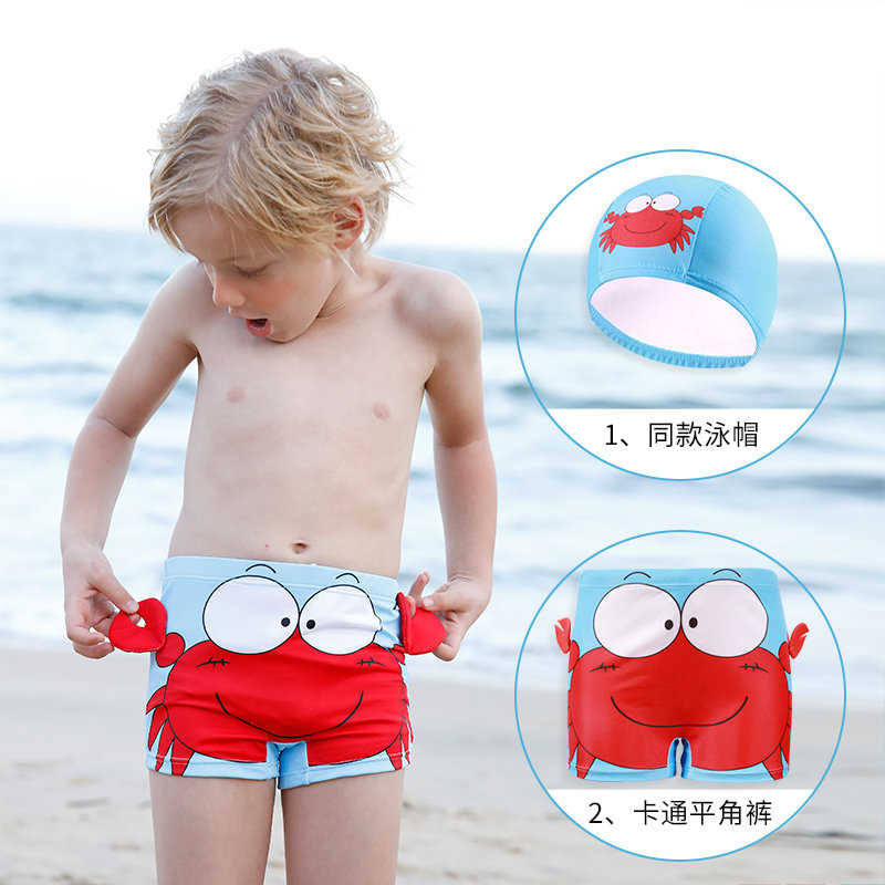 Children's swimsuit boy swim trunks Xia Ping angle quick-drying split small medium and large child baby swimming cap swim goggles swimming set equipment