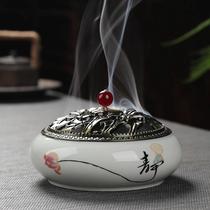 Incense Burner Smoked Home Indoor Sandalwood Stove Large Number of Mosquito Incense Trays Toceramic inserts Creative Chancery Incense Incense-Incense Stove