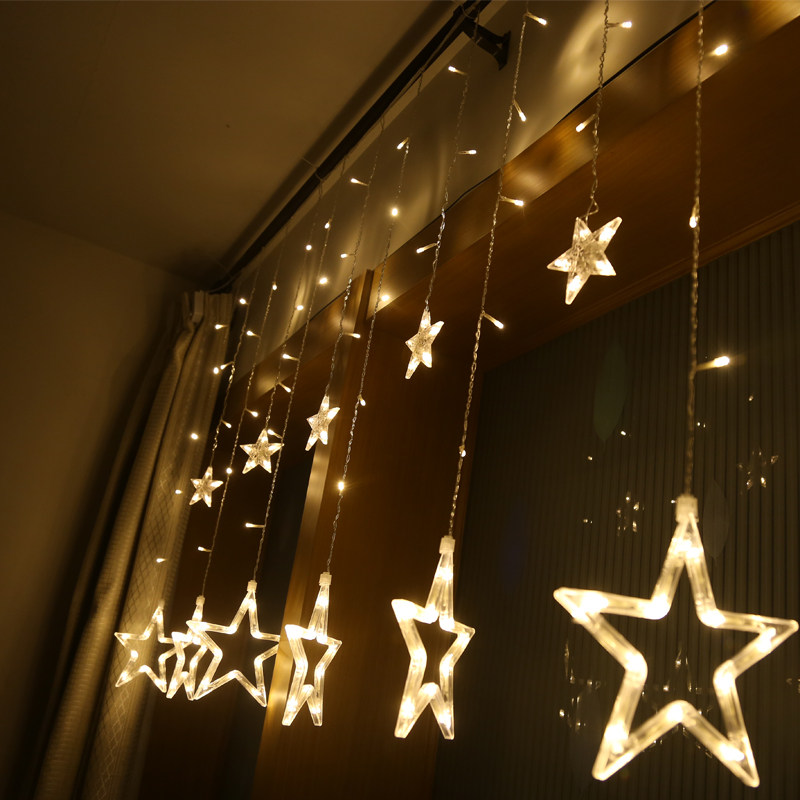Led star lamp net red curtains light bedroom Dormitory Girl Heart arrangement decorated festoons Lanterns Lights string full of stars