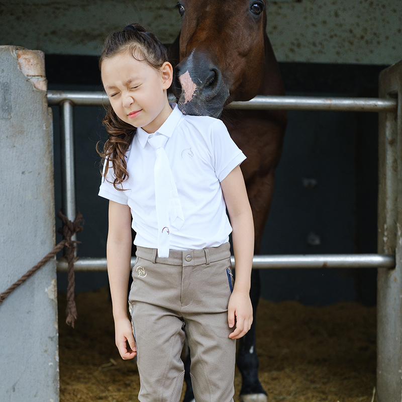 EPONA Children's equestrian sports T-shirt blouses equestrian competitions comfortable and breathable square collar short sleeve knight costumes-Taobao