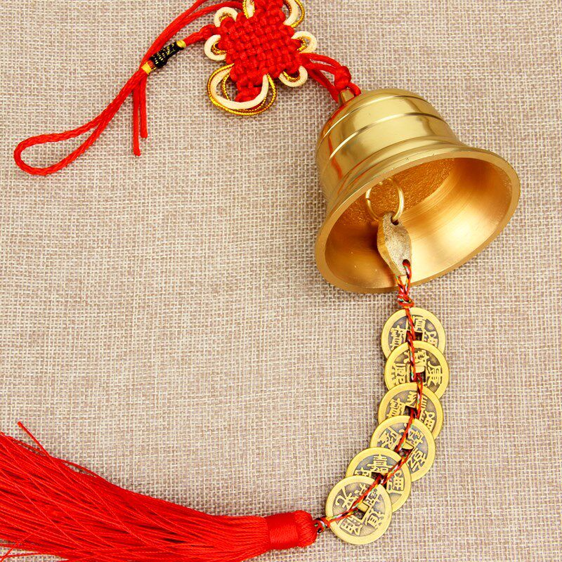 Pure Copper Bell Five Emperors Bronze Money Six Emperors Money Bronze Bell Clang Pendant Home Shop Balcony Pendant Bronze Wind Bells Hanging Accessories
