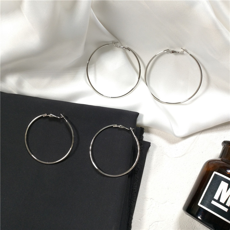 925 sex exaggerated large circle earrings female circle 2019 new moisture silver needle earrings