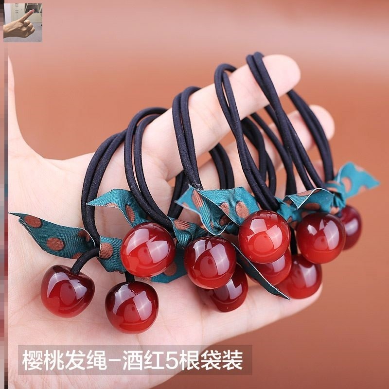 Rubber band black head rope hair ring small tie head cowhide band binding hair high elastic rubber ring simple and durable for men and women