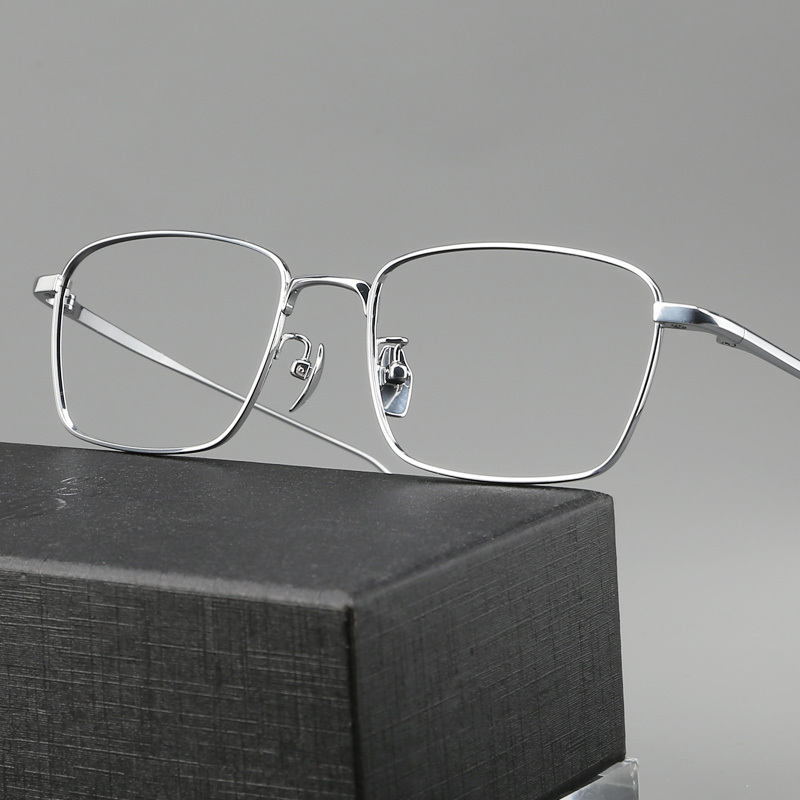 Mukawa Ultra-Light Pure Titanium Eyeglass Frames for Men, Business Retro Square Style, Can Be Fitted with Prescription Lenses for High Myopia, Eyeglass Frames for Women