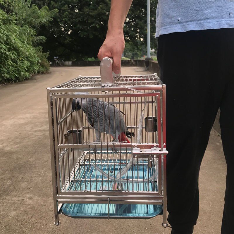 304 stainless steel bird cage out cage tiger skin peony Xuanfeng mynah bath cage gray parrot hand out bird cage