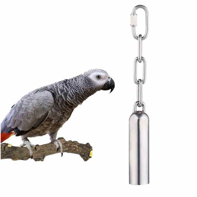 Parrot Toy Stainless Steel Fruit Fork Bell Pan feeding toy station rack nibble and puzzle training bird supplies utensil
