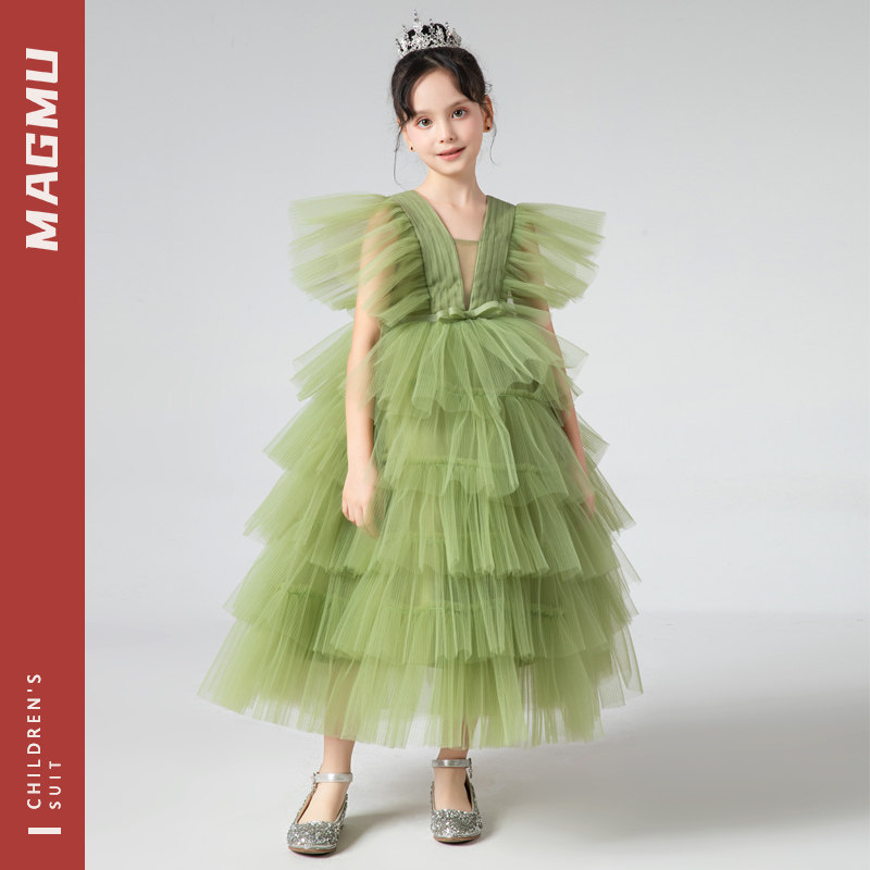 Mcger Shepherd Girl Dresses Son Ensemble Green Wedding Dresses Princess Dresses Children Flowers Childlike Walk Show Tug Show Play Out