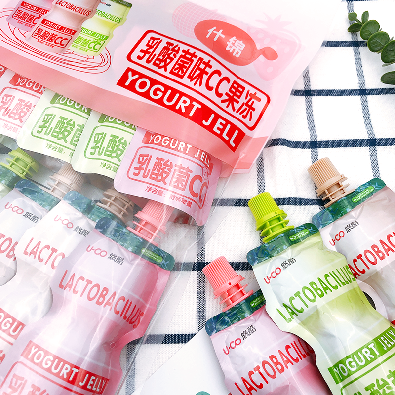 Hong Kong Cool Lactic Acid Bacteria Suction Jelly Pudding Zero Fat Mesh Red 0 Fat Snack Snack Children Casual Food