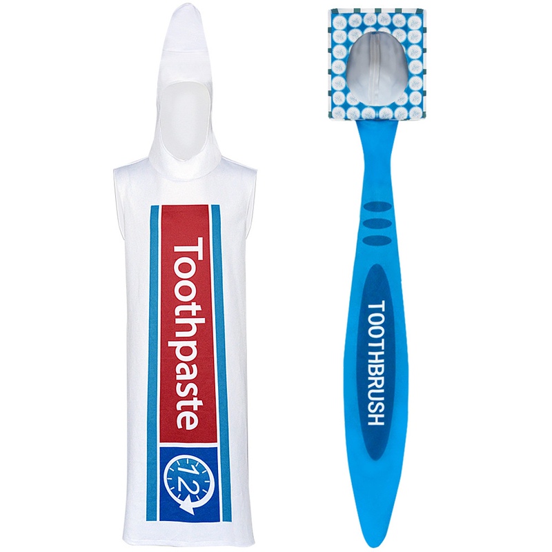 Cross-Border New Toothpaste and Toothbrush Couple Cosplay Costumes Halloween Funny Role-Playing Couple Costumes in Stock Cross-Border New Toothpaste and Toothbrush Couple Cosplay Costumes Halloween Funny Role-Playing Couple Costumes in Stock