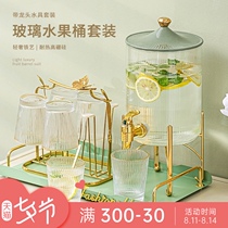 Cold water jug with faucet Glass high temperature resistant large capacity beverage lemon juice bucket Cold water jug Household fruit teapot