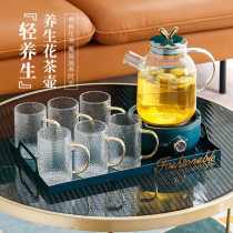 Light luxury fruit teapot Flower tea cup Glass tea pot set English afternoon tea Tea set Fruit teapot Electric heating