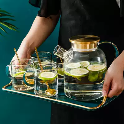 Modern light luxury feng shui with tray cup set tea set Tea Cup household water cup living room tea cup kettle combination