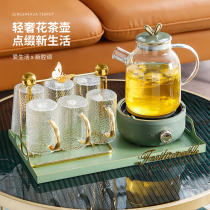 High-value glass fruit tea pot set can heat modern light luxury afternoon tea fruit tea tea set tea cup