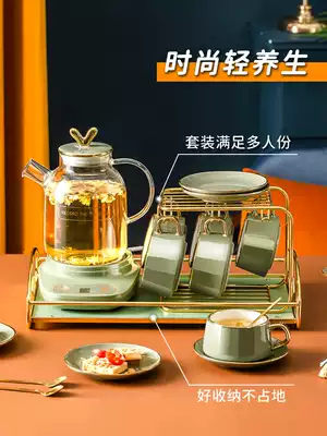 Nordic style Fruit Teapot set Glass Herbal tea set Heating tea pot Afternoon tea Tea set Flower tea cup