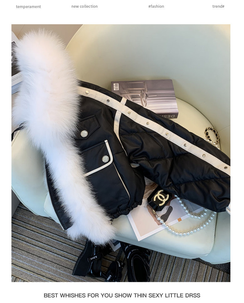 Старинное пальто 【原创小众】黑色棉服女2023冬季新款加绒加厚短款毛绒外套ins潮