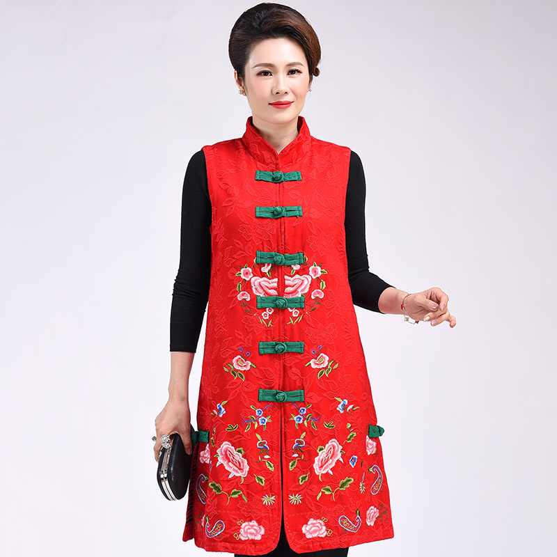 Middle-aged and elderly women's women's clothing plus more relaxed embroidered flowers in the middle of a horse chia 200 catty mother jacket Chinese wind-Taobao
