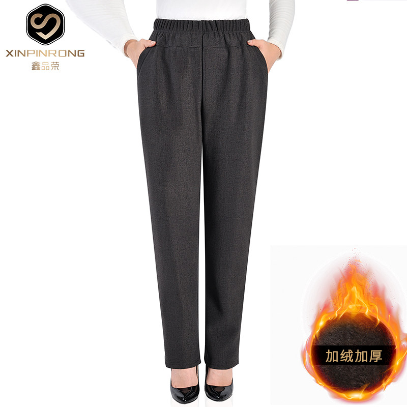 200 catty Mom clothing for older people Gats up overweight women's dress MM Spring and autumn warm long pants plus suede thickened