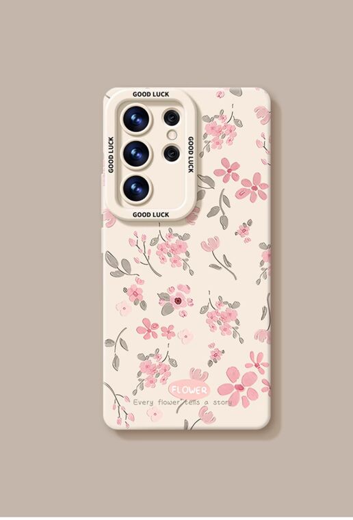 Lavender Floral Pink Flower Silicone Anti-Fall Samsung Phone Case