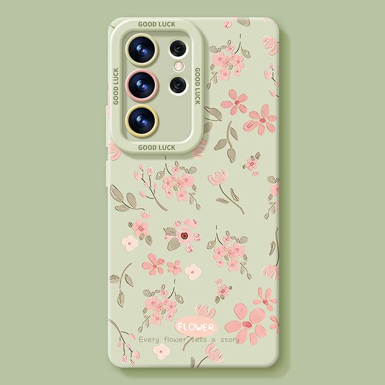 Lavender Floral Pink Flower Silicone Anti-Fall Samsung Phone Case