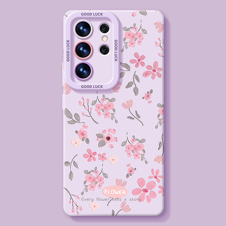 Lavender Floral Pink Flower Silicone Anti-Fall Samsung Phone Case