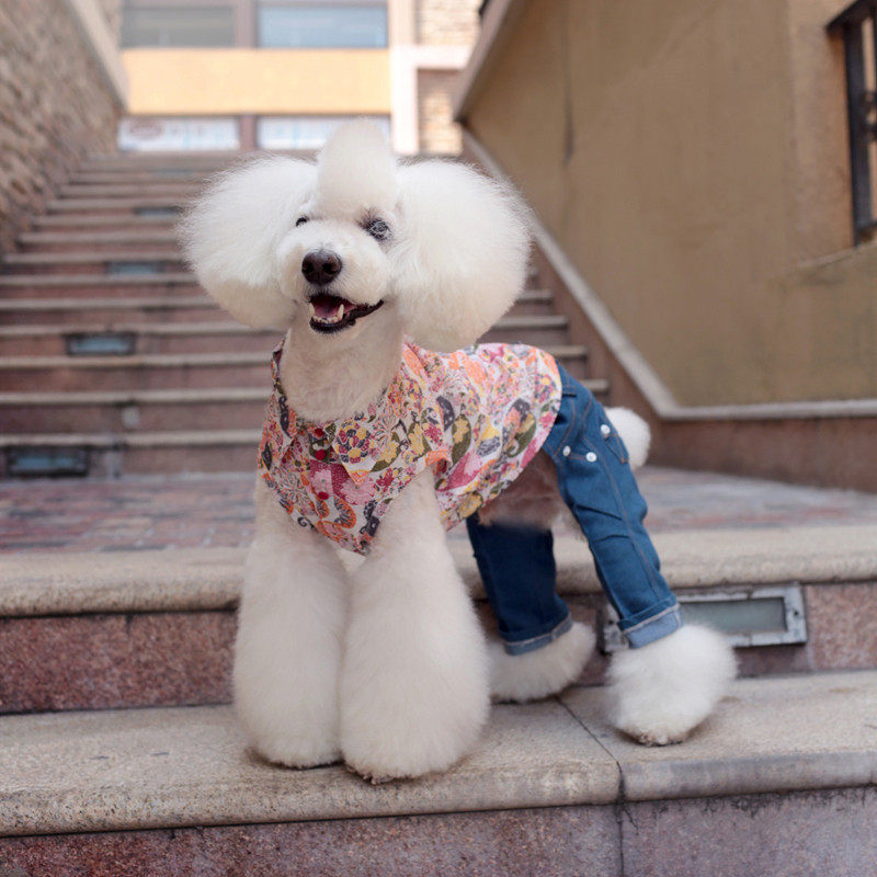 Unpet Baby Pet Air-conditioned Cattle Teddy Shirt Vertical Japanese and Windshattered Flower Pure Cotton Vest