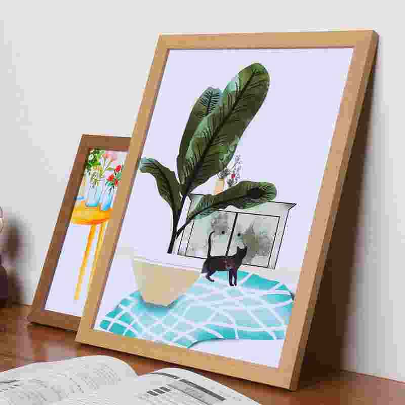 Large size wooden photo frame hanging wall photo wall 4k8k calligraphy rectangular display frame simple picture frame mounting