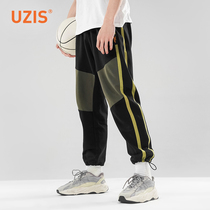 UZIS retro wave trousers male autumn loose rope fitness training basketball pants pure cotton tide sweatpants