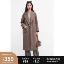 JING brand woolen coat womens long casual fashion temperament woolen coat Korean autumn coat trench coat