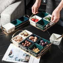 Porcelain wood box light luxury ceramic snack box household snacks melon seeds heart fruit plate creative living room dried fruit basin