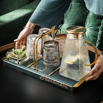 Porcelain wood glass creative retro glass Light luxury household water set Living room drinking cup Cold water pot water cup