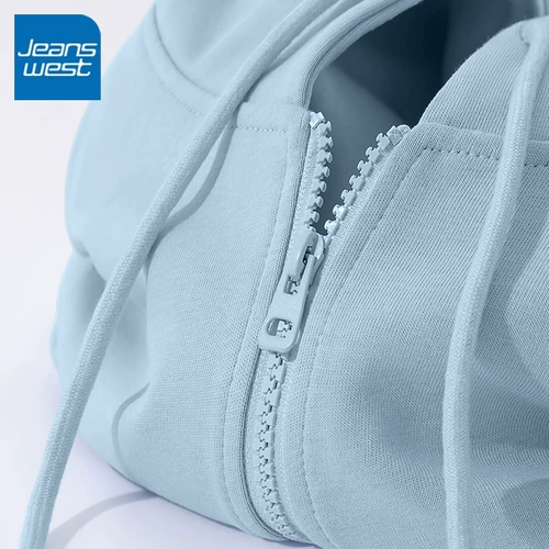 Осенняя синяя толстовка с капюшоном, кардиган с молнией, спортивная куртка