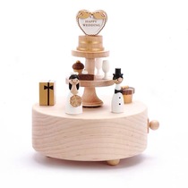 Wooderful life Sen Live Wooden Wooden Music Box Wedding Cake Music Box Gift for Friends