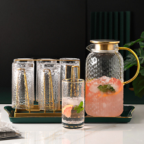 Nordic water set household glass light luxury water cup set living room tea cup simple creative with tray