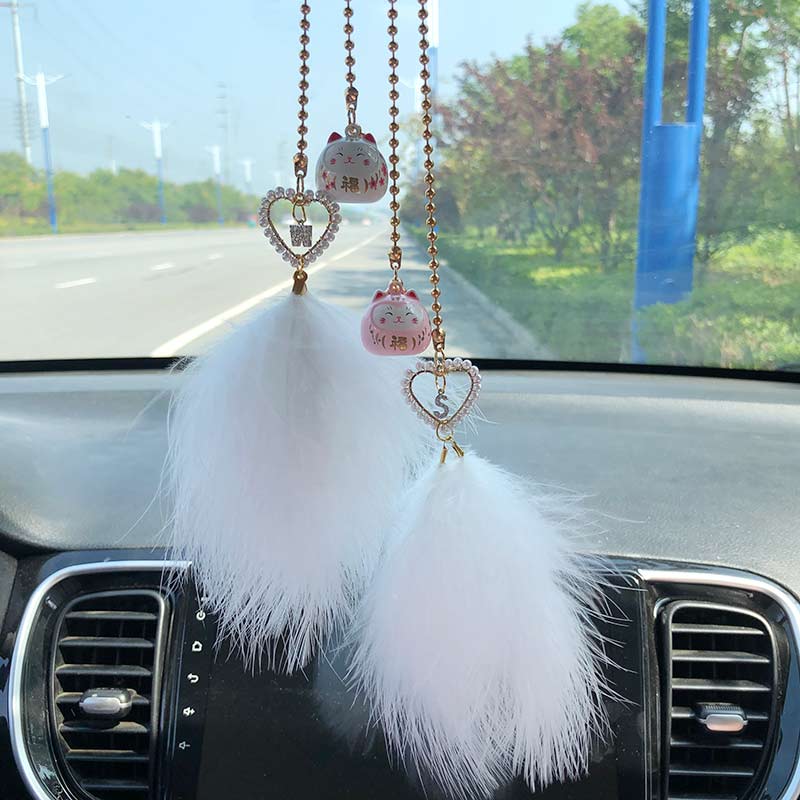 Car pendant in car pendant feather trapeze rearview mirror hanging decorated wing car hanging in the car Decorative Ins wind-Taobao