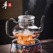 Heware palace lantern pot cooking teapot colorful series steamed teapot heat-resistant glass cooking dual-purpose teapot and tea set