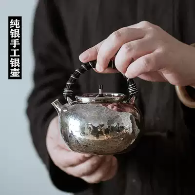Shengcai pure handmade silver pot hammer silver 999 small silver pot bubble teapot non Japanese silver pot comparable to Japanese silver pot