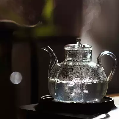 Shengcai heat-resistant glass boiling teapot Imitation Song melon peel household glass tea maker black crystal stove Tea Tea Tea Tea Tea Tea Tea Tea