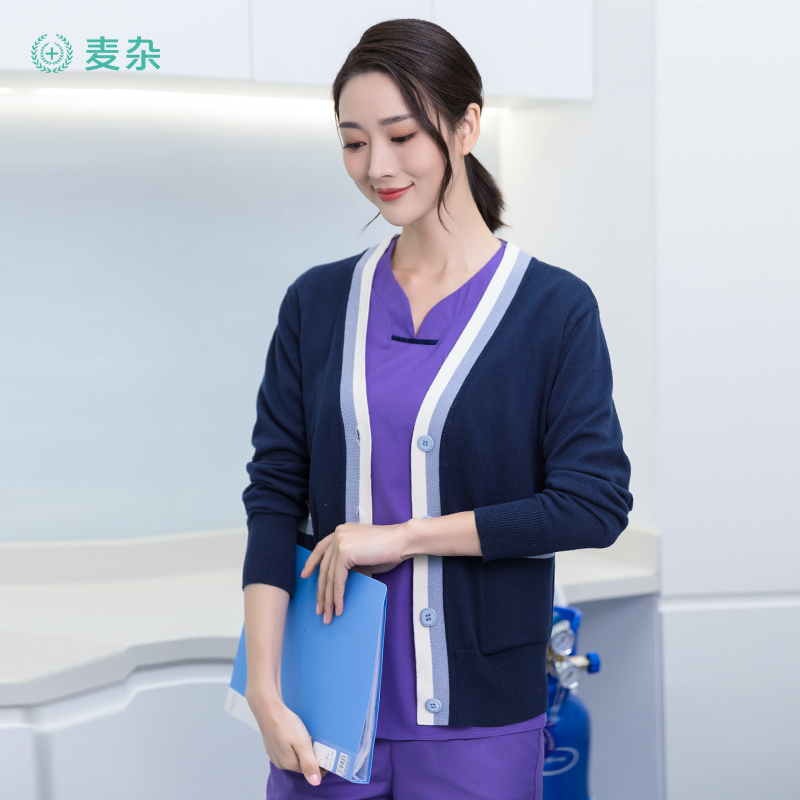 Nurse sweater large-yard nurse jacket sweater long sleeve knitting shirt doctor hide youth nurse clothes spring and autumn work clothes