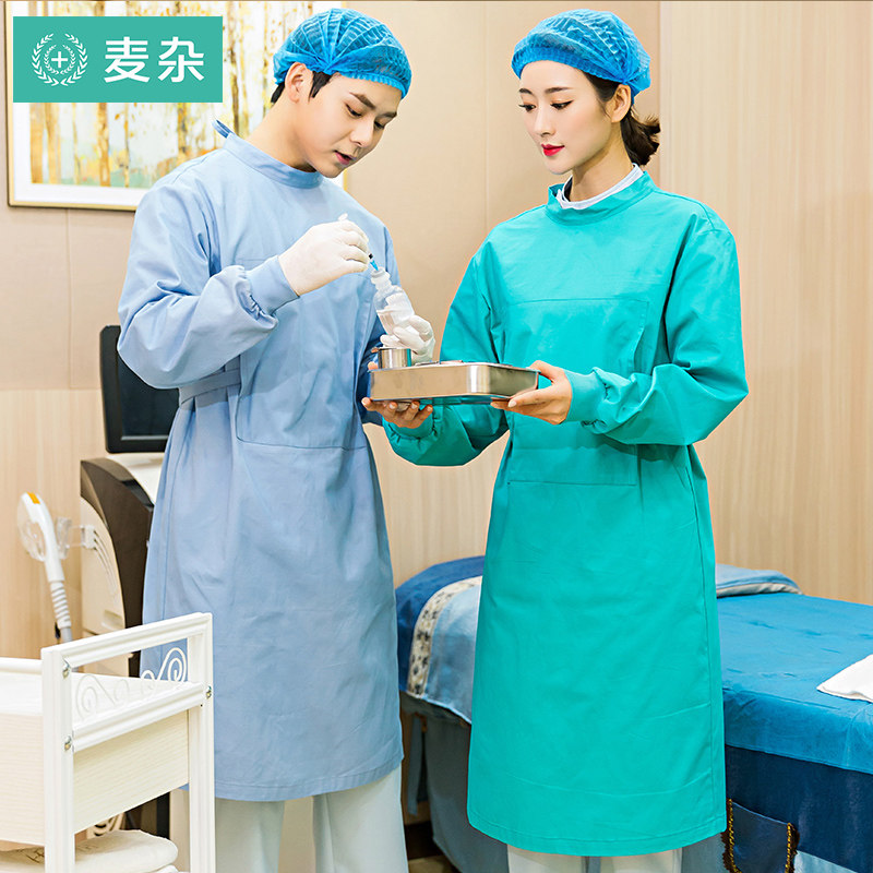 Surgical clothes new men and women pure cotton anti-wear long sleeves isolation coat full circumference surgery clothes doctor's work clothes