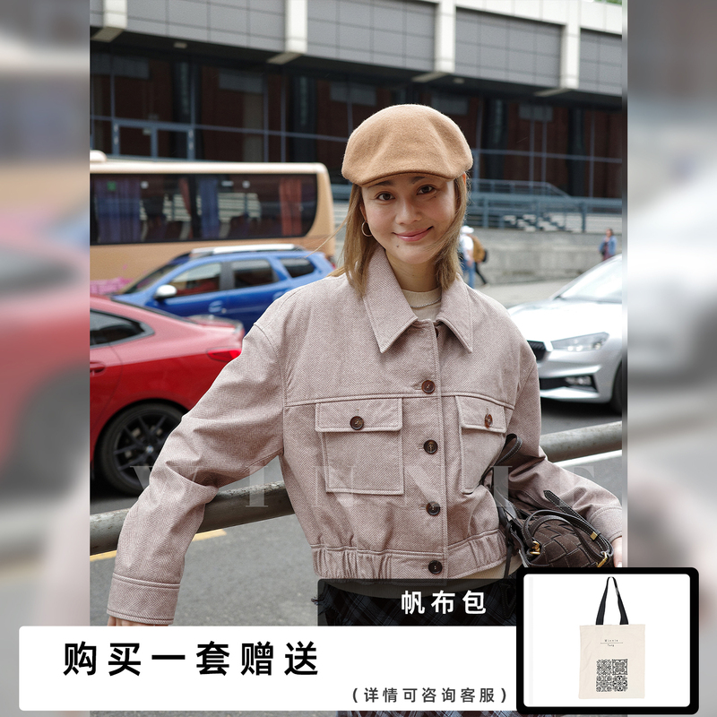 Winnietang Imported from the United States, Uncoated Genuine Suede Leather Jacket with Water Transfer Printing Process