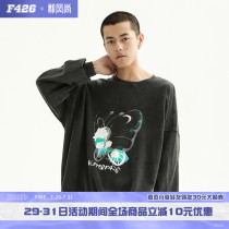 (F426 official store)Tide brand couple hip hop washed butterfly sweater loose os street hiphop long sleeve