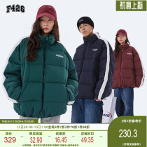 (F426 Official Shop) Guochao Lovers Hip Hop Street Tricolour Shoulder Collision White Strip Loose Casual Cotton Clothing