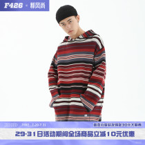 (F426 official store)Retro os striped street hooded sweater couple national tide loose men and womens long-sleeved hoodie
